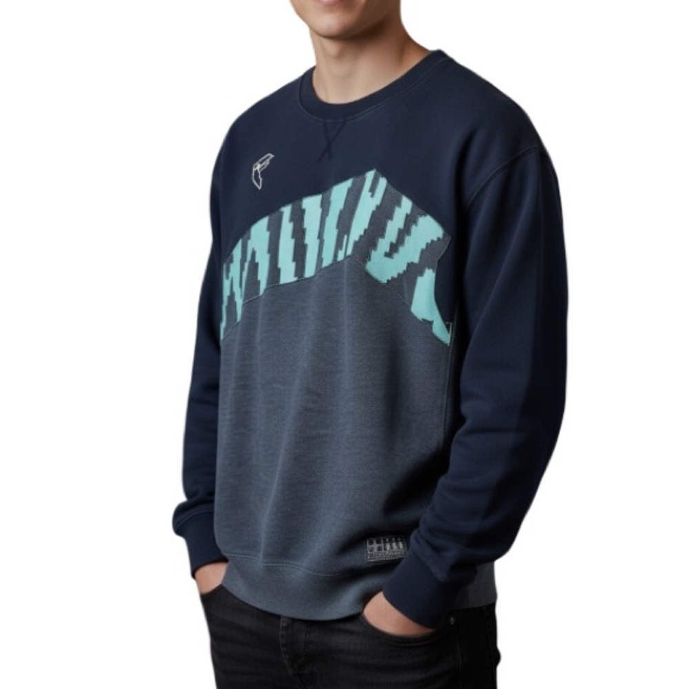Famous Stars & Stripes Men’s Wilder Crewneck Sweatshirt Retro Charcoal Blue L